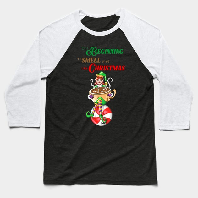 Christmas Coffee saying  or hot cocoa happy elf Baseball T-Shirt by SidneyTees